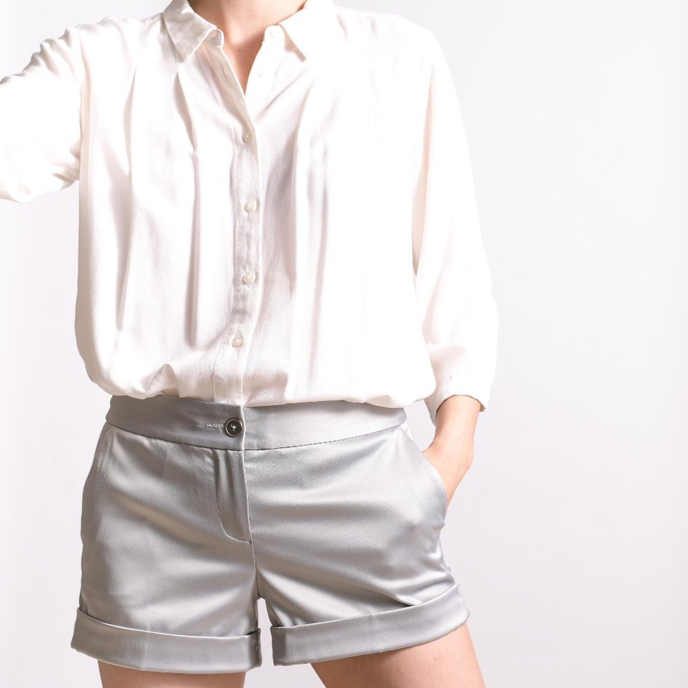 Satin Silver Dressy Shorts by Express